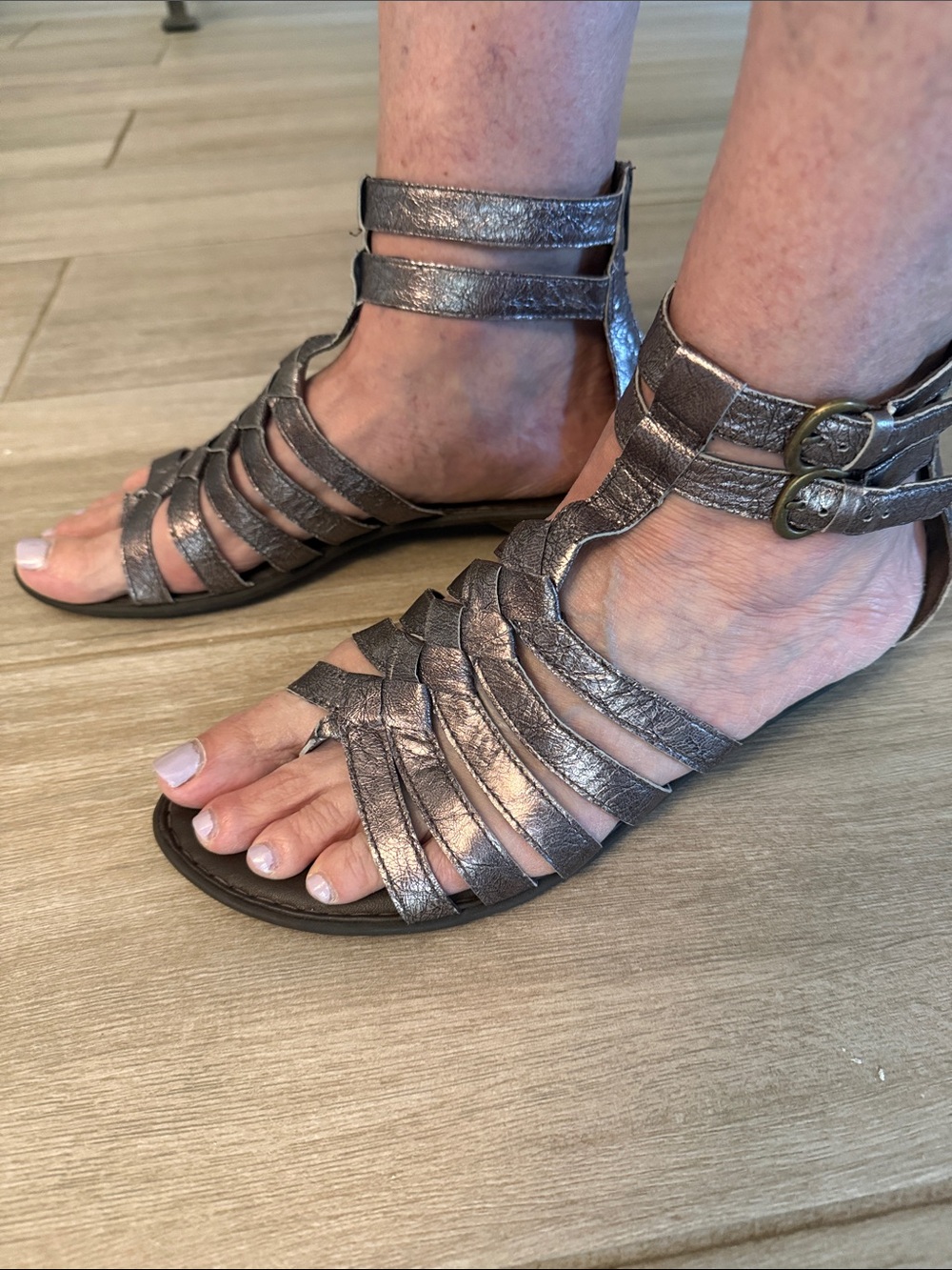 Born - Nikka Metallic Pewter Gladiator Sandals - Picture 3 of 7